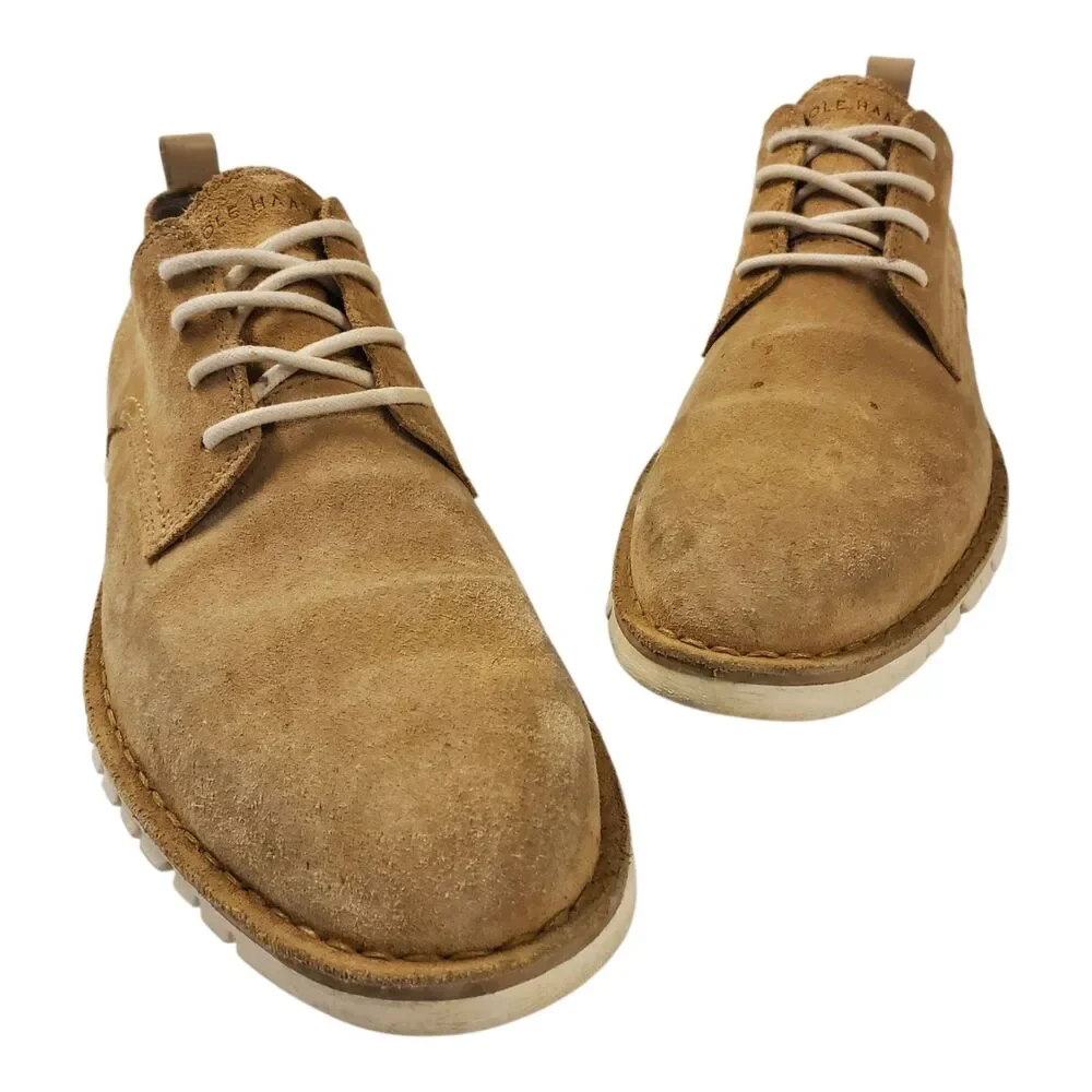 COLE HAAN Shoes ZERØGRAND LAZER Mens Size 10 Beige Suede Oxford Casual C31257
